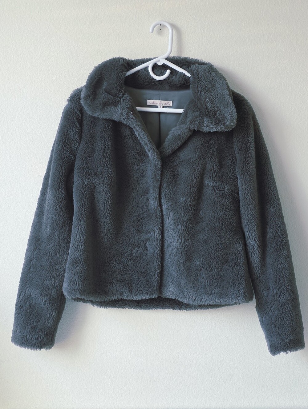 Willow & Root Gray Faux Fur Teddy Jacket Coat